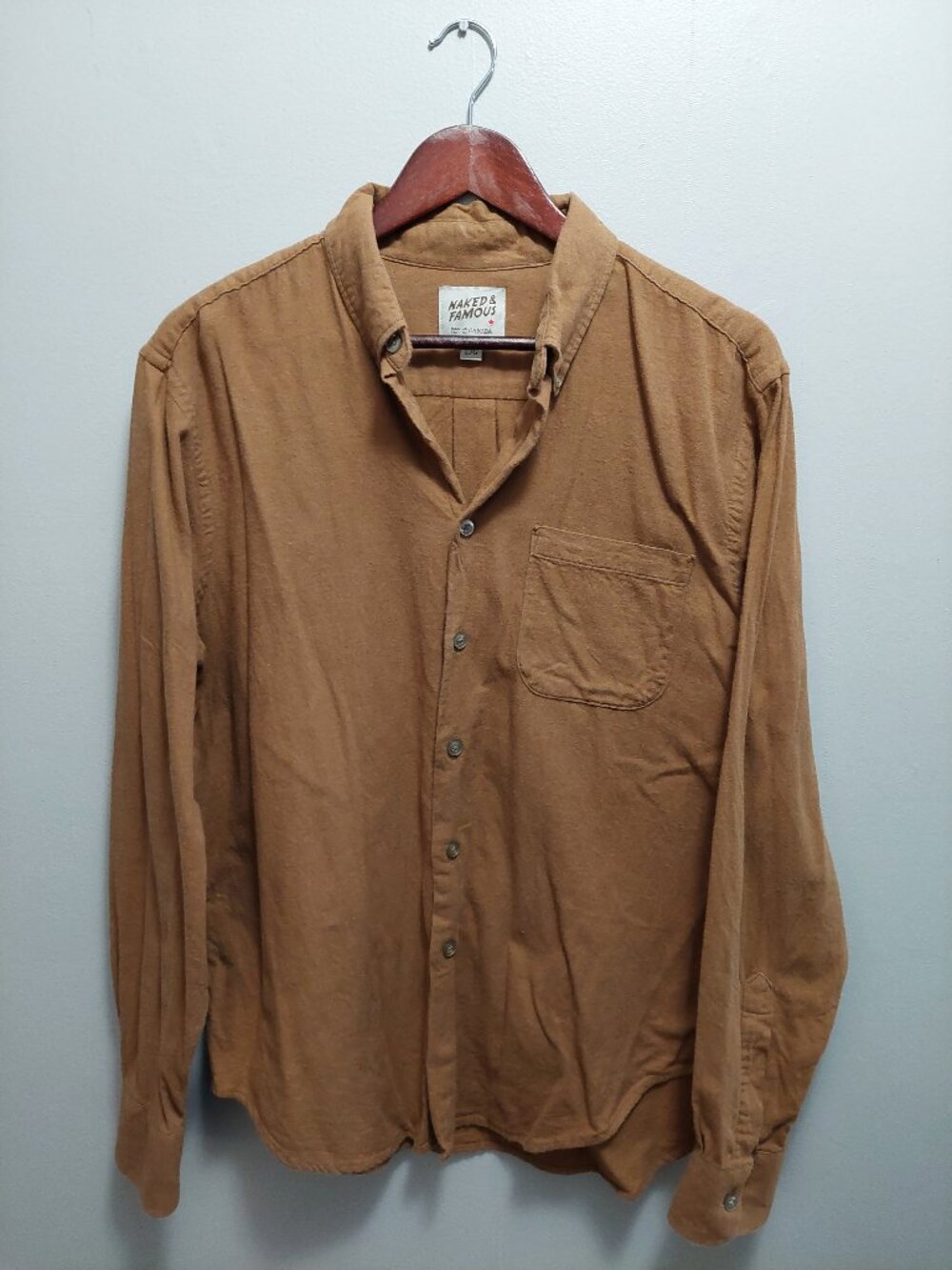 Naked & Famous Easy Shirt Dijon Soft Twill 100% Cotton Size Large L 120289311